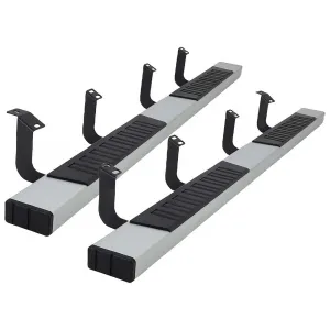 6" Running Boards for 2007-2018 Silverado/Sierra 1500 Extended/Double Cab, 2007-2019 Silverado/Sierra 2500/3500 HD Extended/Double Cab | Black Aluminum Side Steps Nerf Bars