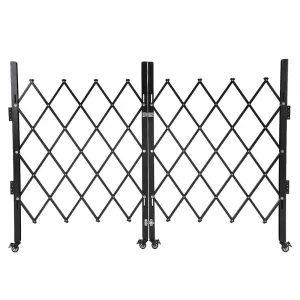Double Folding Security Gate Heavy-Duty Steel Lockable Scissor Gate 52"H x 75"W Black Outdoor Use