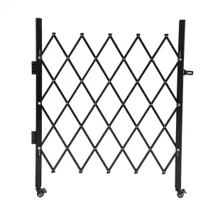 Single Folding Security Gate Heavy-Duty Steel Lockable Scissor Gate 52"H x 42"W Black for Outdoor Use