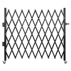 Single Folding Security Gate Lockable Scissor Gate Outdoor Heavy-Duty Steel 63"H x 70"W Black