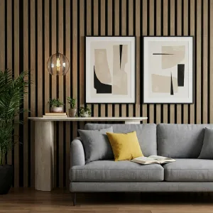 Set of 4 Modern 3D Fluted Acoustic Wood Slat Wall Panels 47.2" x 11.8" Soundproof Decorative Panels for Home Theater, Office, Studio and Interior Walls, Walnut