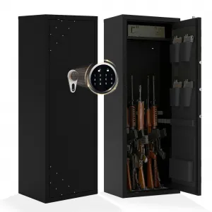 Gun Safe for Rifles and Pistols Quick Access Digital Keypad Fingerprint Lock Heavy Duty Steel Dual Alarm Removable Shelves Home Security