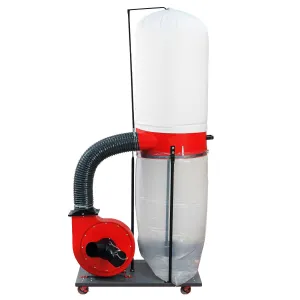 Heavy-Duty Vertical Woodworking Dust Collector - 1500W (2HP) Electric Dust Extraction Machine with 15-Gallon Bag, Mobile Base, and Wall Mount for Efficient Workshop and Garage Cleanup