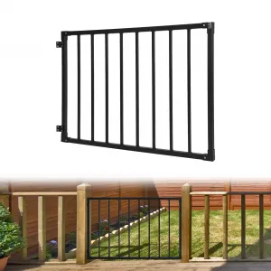 Deck Fence Gate Heavy Duty Steel Adjustable Outdoor Patio Gate 32" H for 36" Deck Black