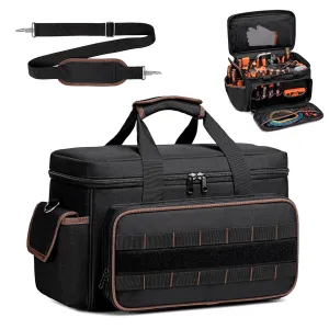 17" Tool Bags for Men, Premium Oxford Storage Organizer, Multi-Purpose Work Tote Bag, 17" Size, Black and Brown