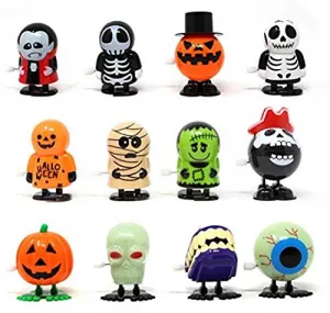 Halloween Wind Up Toys for Kids - 12 Pack Novelty Halloween Toys, Pumpkin Ghost Skull Jumping Toys Party Favors Goody Bag Filler