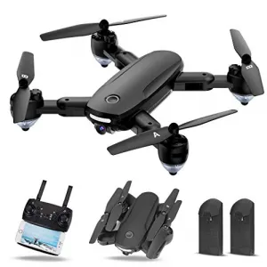 Drone with Camera 720P HD for Adults, RC Foldable Quadcopter Drone WiFi FPV Live Video, Altitude Hold, Headless Mode, Gesture Control for Kids with 2 Batteries.