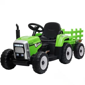 Ride - P Series: 12V Electric Tractor & Trailer for Kids, 3-6 Yrs - With RC - Green / 25W