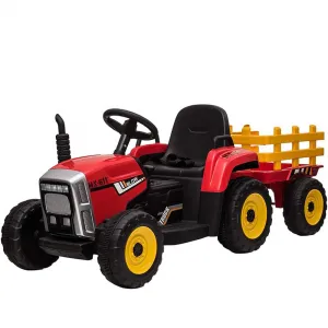 Ride - P Series: 12V Electric Tractor & Trailer for Kids, 3-6 Yrs - With RC - Red / 25W