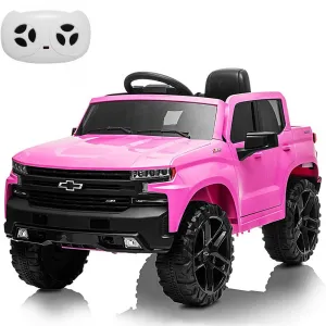 Ride - P Series: 12V Ride on Car with Remote Control, Battery Powered Licensed Chevrolet Silverado GMC Kids Ride On Truck, Toddler Electric Vehicles Toys,Music,FM,Bluetooth, Spring Suspension, LED Light - Pink