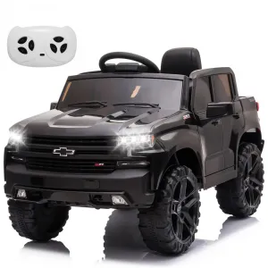 Ride - P Series: 12V Ride on Car,Battery Powered Licensed Chevrolet Silverado GMC Kids Ride On Truck,Toddler Electric Vehicles Toys w/Remote Control, MP3/Bluetooth, Spring Suspension, LED Light (12VBlack)
