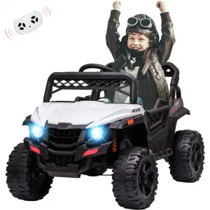 Ride - P Series: 12V Kids Car: Ride-On Truck, Remote, Suspension, LED, 1.8-3.7 MPH, MP3, Engine Sound, ASTM Certified, for 3-7 Years - White