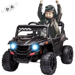 Ride - P Series: 12V Kids Car: Ride-On Truck, Remote, Suspension, LED, 1.8-3.7 MPH, MP3, Engine Sound, ASTM Certified, for 3-7 Years - Black