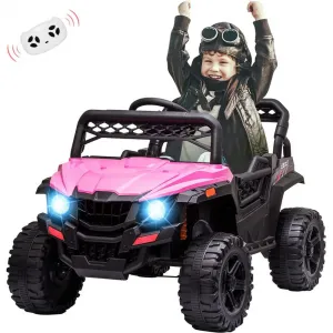Ride - P Series: 12V Kids Car: Ride-On Truck, Remote, Suspension, LED, 1.8-3.7 MPH, MP3, Engine Sound, ASTM Certified, for 3-7 Years - Pink
