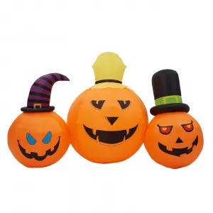 Pumpkins 3 PCS Halloween Inflatables Outdoor Decoration with Build-in LED Light, 7.9FT Blow Up Yard Decoration Clearance with LED Lights Built-in for Holiday/Party/Yard/Garden