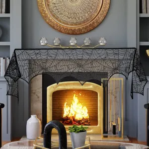 11 Pcs Halloween Scarf for Fireplace Mantel HalloweenTablecloth Halloween Indoor Decorations Halloween Table Runner & Lamp Shade,Halloween Party Supplies