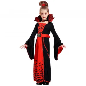 Halloween Vampire Costume for Girls，Kids Royal Queen Skirt for Halloween Dress Up Party, M(8-10 Years)
