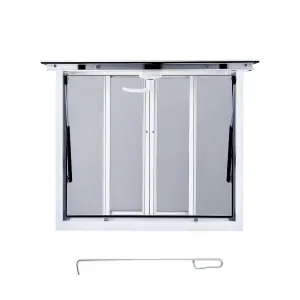 Concession Window, 36" x 36" Aluminum Alloy Concession Stand Serving Window Door with 4 Horizontal Sliding Screen Windows & Awning Door & Drag Hook, Serving Window for Food Trucks Concession Trailers