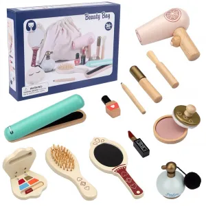 Wooden Makeup Toys Pretend Play Makeup Kit Beautiful Vanity Salon for Girls Makeup Sets for Girls, Christmas Birthday Gift for 4 5 6 7 Years Old Kids