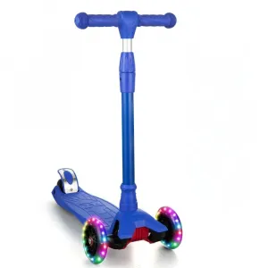 Kids 3 Wheel Kick Scooter for Boys & Girls Ages 3-10, Adjustable Handlebar, Lightweight Aluminum, Non-Slip Deck, Pink, Outdoor Play - Blue