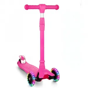 Kids 3 Wheel Kick Scooter for Boys & Girls Ages 3-10, Adjustable Handlebar, Lightweight Aluminum, Non-Slip Deck, Pink, Outdoor Play - Pink