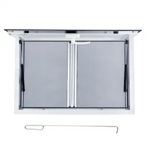 36"W x 36"H Concession Window - Aluminum Alloy Food Truck Service Window with Sliding Screens, Awning Door, Hydraulic Lift, and Locking Mechanism for Catering (Glass Not Included)