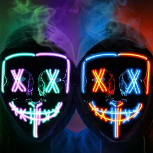 LED Purification Mask 2-Pack - Novel and Creepy Role Play - Party Supplies - Blue Red + Green Purple