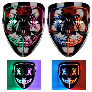 Halloween Scary Mask with LED Lights - 2 Pack for Festival Cosplay