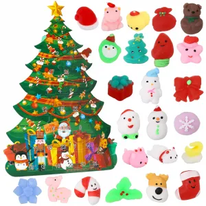 Christmas Advent Calendar 2022 with Mochi Toys, 24 Pcs Christmas Countdown Advent Calendar with Christmas Themed Mochi Squishy Toys for Kids Party Favor,Christmas Gift
