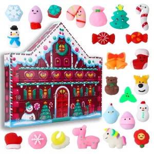 Christmas Advent Countdown Calendar 2023 , 24Pcs Christmas Advent Calendar Mochi Toy, Christmas Themed Mochi Countdown Advent Calendar With Squishy Sensory Toys for Kids Girls Teens Christmas Gift, Party Favor