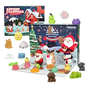 2023 Christmas Advent Calendar with 21 Mochi Animal Squishies & 3 Big Slow-Rising Squishy Toy for Boys, Girls, Kids Christmas Gifts Party Favor