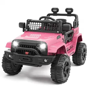 Ride P Series 12V Kids Electric Vehicles with Remote Control Spring Suspension, LED Lights, Bluetooth, 2 Speeds - Pink