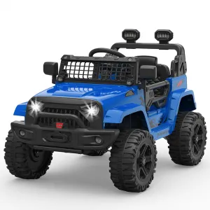 Ride P Series 12V Kids Electric Vehicles with Remote Control Spring Suspension, LED Lights, Bluetooth, 2 Speeds - Blue