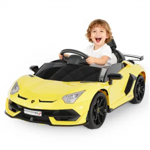 Ride P Series 12V Electric Ride-On Car for Kids | Licensed Lamborghini Battery-Powered Sports Car with Remote Control, 2 Speeds, Sound System, LED Headlights, Hydraulic Doors - Yellow