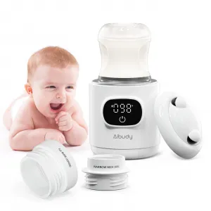 Portable Bottle Warmer, 3 Heating Options & Precise Temperature Control, LCD Display Touch Control with 2 Adapters, Leak-Proof, Rechargeable Travel for Breastmilk or Formula Wireless Bottle Warmer