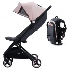 Lightweight Compact Stroller, One Hand Fold, Airplane Friendly, Reclining Seat, Canopy, Smooth Suspension, Travel Ready, Pink, Ideal for Travel - Pink