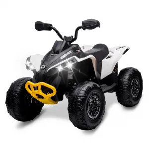 Ride - P Series: 12V Kids ATV: Can-Am Licensed, Dual Control, LED, Bluetooth, 5MPH, White