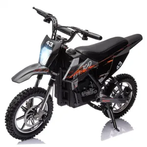 Ride - T Series: 36V Kids Electric Dirt Bike, 350W/15.5MPH Brushless Motor, LED, Comfortable Leather Seat, 175lbs Max Load Capacity- Black