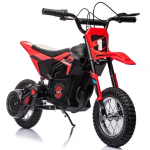 Ride - T Series: 24V Kids Electric Dirt Motorcycle for Kids Ages 13+, 250W Electric Off-Road Motorcycle,Up to 13.6MPH, Twist Grip Throttle,Metal Suspension,Air-Filled Tires,Leather Seat - Red