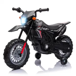 Ride - P Series: Kids Electric Ride on Motorcycle, Licensed Honda Battery Powered Motorbike Toy, with Training Wheels, Rechargeable Battery, Headlight, Engine Sounds, for Children Girls Boys - Black