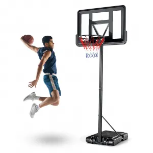 Portable Basketball Hoop Quickly Height Adjusted 6.6ft - 10ft Outdoor/Indoor Basketball Goal System with 44 inch Shatterproof Backboard and Wheels for Adults