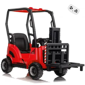 Ride - P Series: 12V Kids Forklift Ride-On: Indoor/Outdoor Fun, Realistic Design, Music, Speed Switch, 66lb Max Load, Remote Control, Ages 3-7 - Red