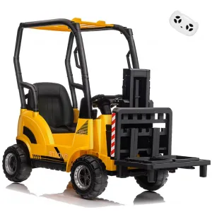 Ride - P Series: 12V Kids Forklift Ride-On: Indoor/Outdoor Fun, Realistic Design, Music, Speed Switch, 66lb Max Load, Remote Control, Ages 3-7 - Yellow