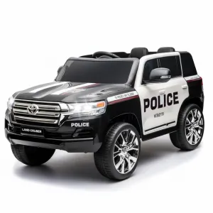Ride - P Series: 12V Toyota Land Cruiser Kids' Car: Remote, LED, 3 Speeds, Dual 45W Motors, USB Music, Seat Belt, CPC & ASTM Approved - Black and White