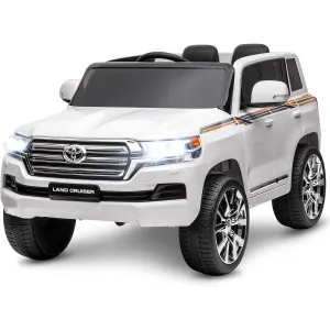 Ride - P Series: 12V Toyota Land Cruiser Kids' Car: Remote, LED, 3 Speeds, Dual 45W Motors, USB Music, Seat Belt, CPC & ASTM Approved - White