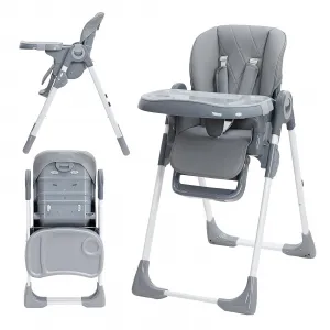 Baby High Chair, Multifunctional Infant Highchairs with Adjustable Height and Recline, Foldable High Chair for Babies & Toddlers, High Chair with Removable Tray Easy Clean (Dark Grey)