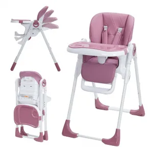Baby High Chair, Multifunctional Infant Highchairs with Adjustable Height and Recline, Foldable High Chair for Babies & Toddlers, High Chair with Removable Tray Easy Clean (Lilac)