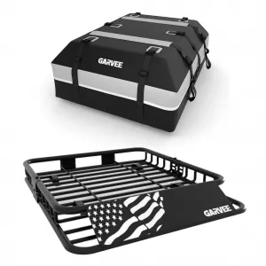 46" x 36" x5" Universal Roof Rack Basket With Waterproof Luggage Bag and Combination Lock For SUVs Trucks Vehicles Black