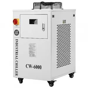 CW-6000 Industrial Chiller, 15L, 0.73hp, 8.7gpm Cooling System, Compressor 15L Water Tank Capacity 65 L/min Max Flow Rate, for CO2 Laser Engraving Machine Cooling Machine