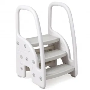 Step Stool for Kids Toddler Step Stool with Handle, Step Stool for Kids Bathroom Sink, Kitchen Counter & Potty Stool, Adjustable Toddler 2 3 Step Stool Standing Tower for Bathroom & Kitchen Counter